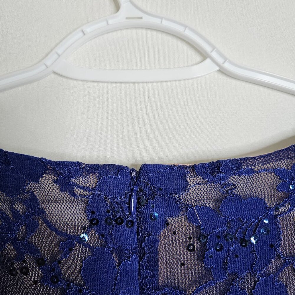 LAUREN RALPH LAUREN Dress size 2 NAVY BLUE LACE Cocktail Fit & Flare Prom Pretty - Picture 8 of 8